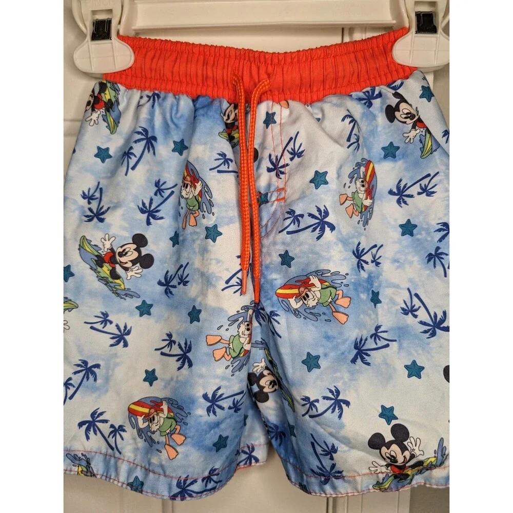 Disney Junior Mickey Mouse & Donald Duck Blue Beach Swim Shorts Trunks Size 2T